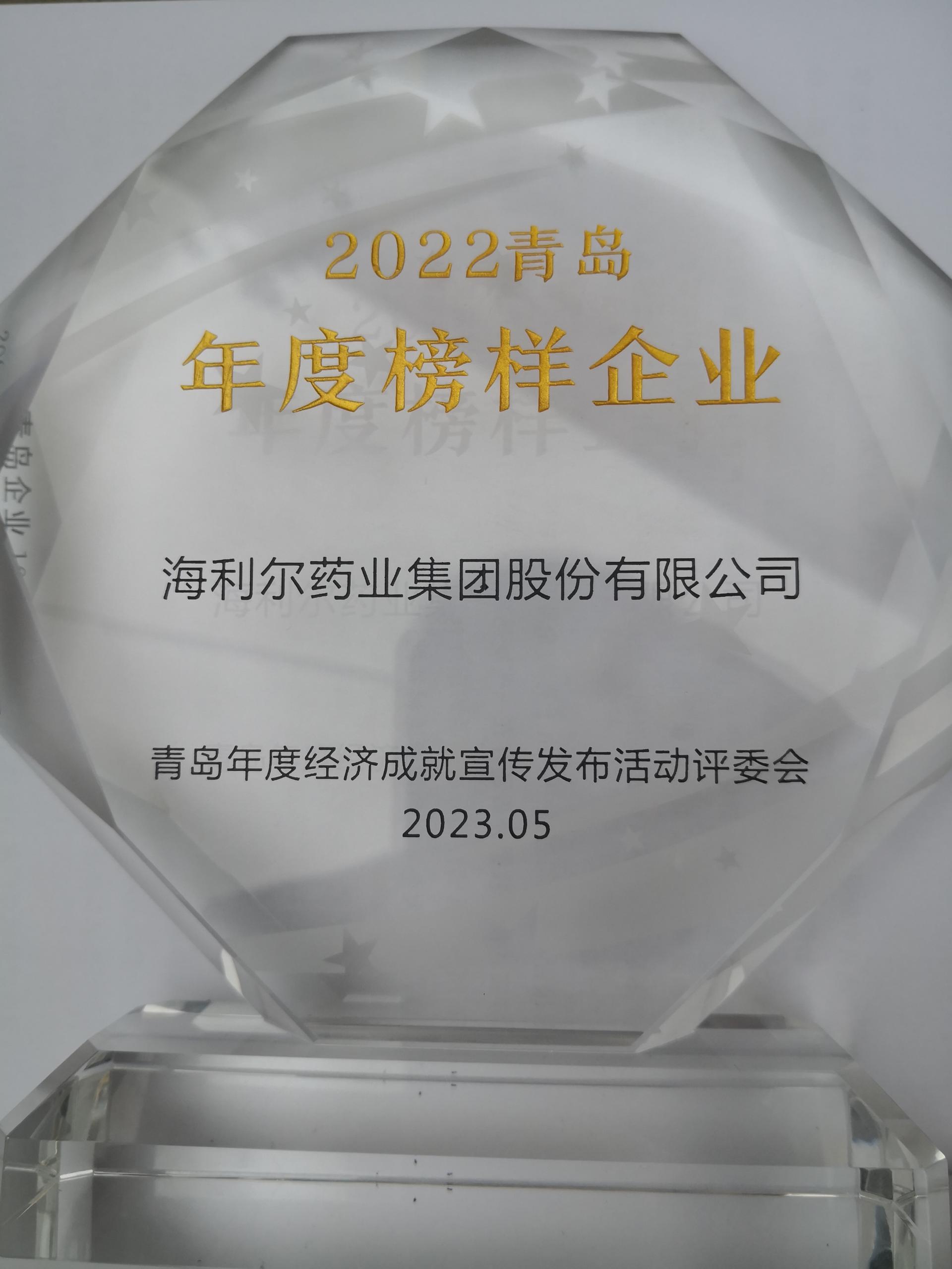 祝賀！集團(tuán)獲評(píng)2022青島年度榜樣企業(yè)